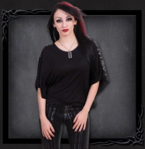 poncho GOTHIC ELEGANCE - Rivet Boatneck Poncho